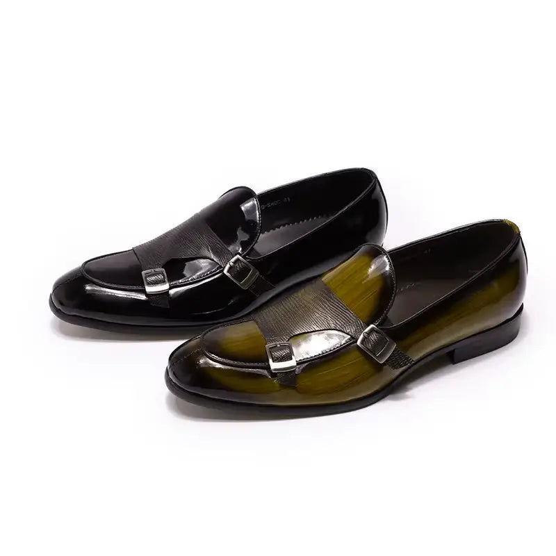 Sapato Masculino Loafer Mônaco Em Couro Envernizado Monk Strap