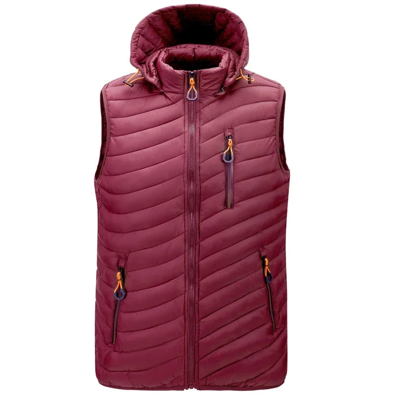 colete masculino acolchoado com capuz e zíper bolsos frontais ideal para inverno e uso casual