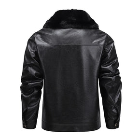 Jaqueta masculina marrom premium com interior peluciado térmico e gola removível estilo aviador para inverno