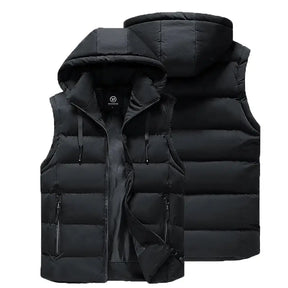 colete masculino acolchoado claro com capuz removível e bolsos com zíper ideal para inverno e uso casual