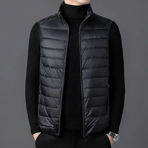 colete masculino puffer leve com design minimalista e gola alta ideal para meia estação e looks elegantes