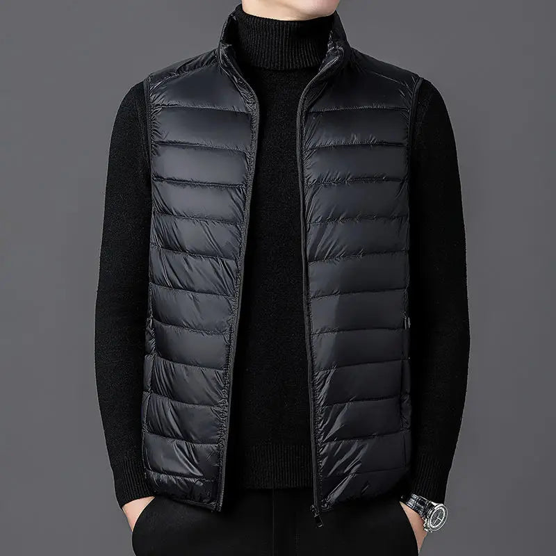 colete masculino puffer leve com design minimalista e gola alta ideal para meia estação e looks elegantes