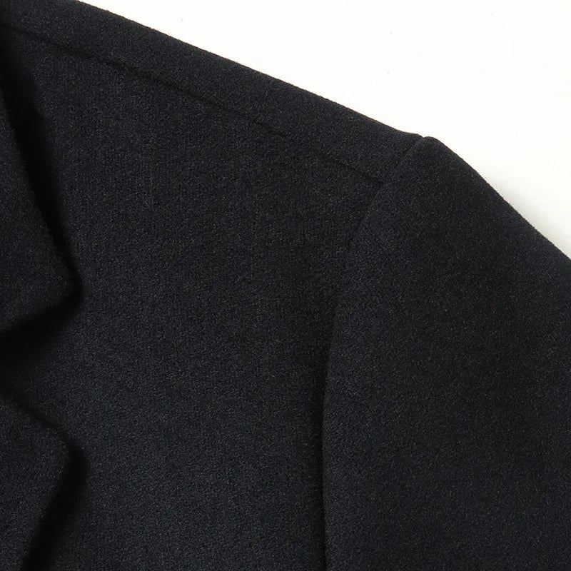 Sobretudo Masculino Longo Em Lã Premium