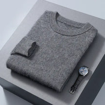 Suéter masculino  cashmere com gola careca e acabamento macio elegante para inverno