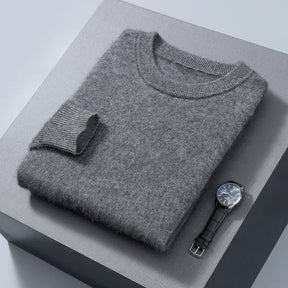 Suéter masculino  cashmere com gola careca e acabamento macio elegante para inverno