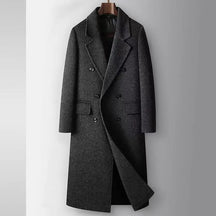 Sobretudo masculino longo em lã  com abotoamento duplo e forro interno removível acolchoado para inverno sofisticado