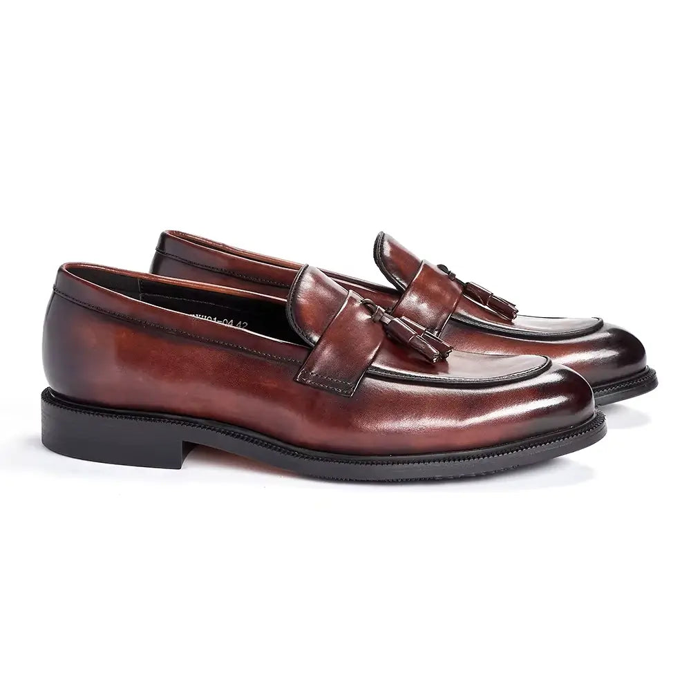 Sapato Masculino Loafer Em Couro Com Tassel