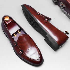 Sapato Masculino Monk Strap Em Couro Polido