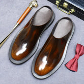 Sapato Masculino Loafer Mule Em Couro Polido Premium