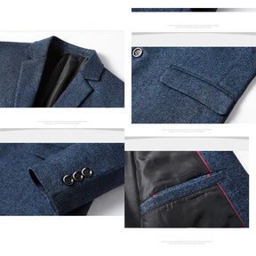Blazer masculino social slim fit marinho com acabamento sofisticado e design elegante para negócios e ocasiões especiais