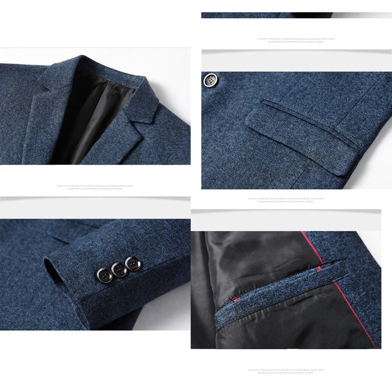 Blazer masculino social slim fit marinho com acabamento sofisticado e design elegante para negócios e ocasiões especiais