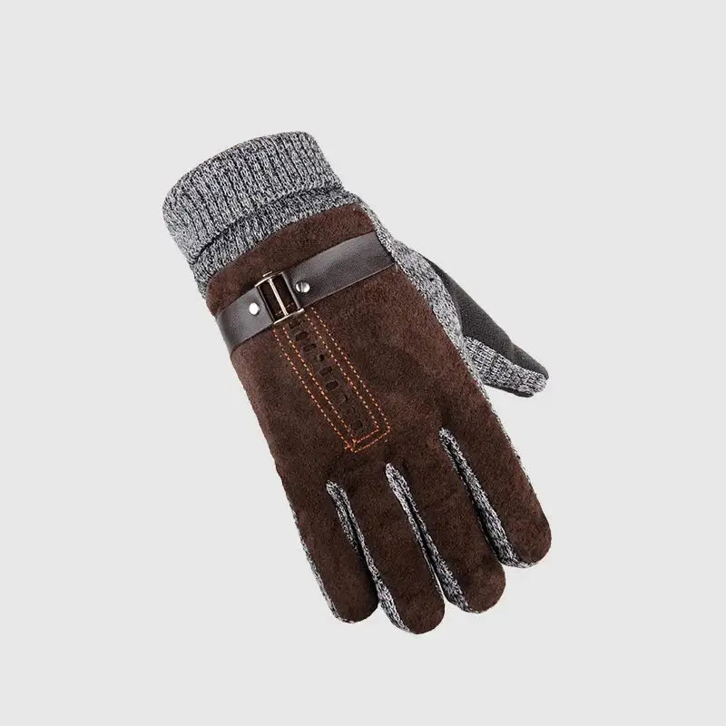 Luva térmica masculina com acabamento premium, detalhe em tricô no punho e forro quente para inverno.