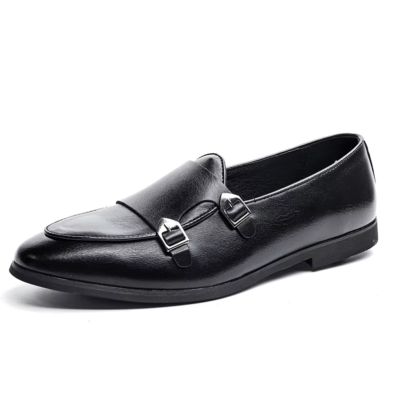 Sapato Masculino Monk Strap Em Couro Polido