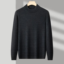 Suéter masculino gola alta em malha tricot dobrado em caixa preta com visual elegante para outono e inverno