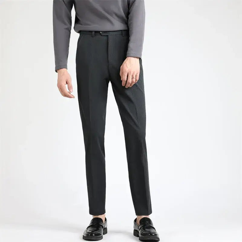Calça Social Masculina Slim Reta em Tecido Premium que Não Amassa