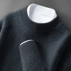Suéter masculino em cashmere com gola alta e textura macia elegante para inverno sofisticado