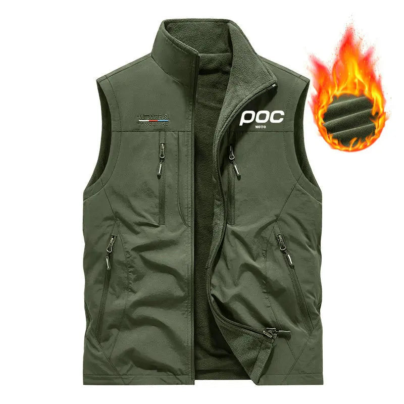 colete masculino fleece preto dupla face com múltiplos bolsos e zíper ideal para inverno e atividades ao ar livre