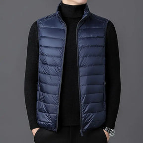 colete masculino puffer leve com design minimalista e gola alta ideal para meia estação e looks elegantes