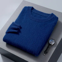 Suéter masculino  cashmere com gola careca e acabamento macio elegante para inverno