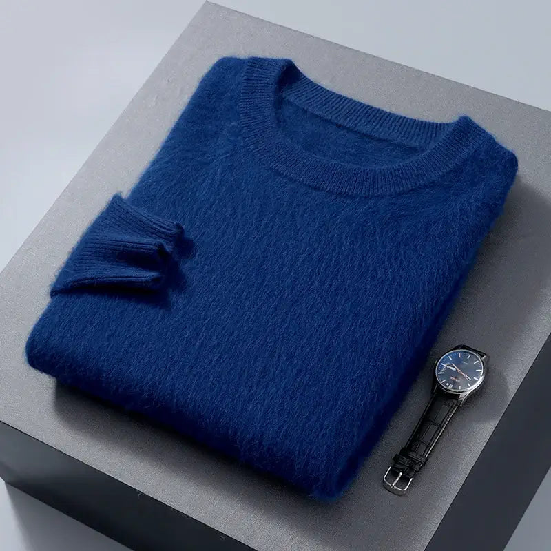 Suéter masculino  cashmere com gola careca e acabamento macio elegante para inverno