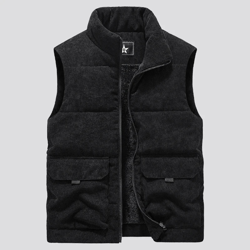 colete masculino veludo cotelê  com fleece interno e bolsos grandes estilo militar para inverno