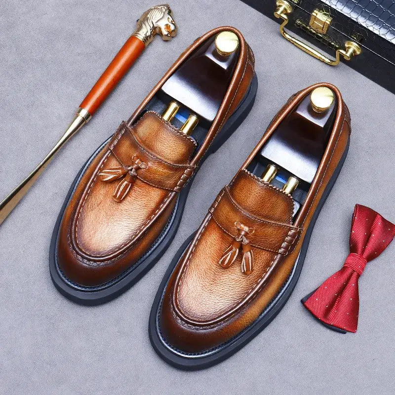 Sapato Masculino Loafer Tassel Em Couro Legítimo Clássico