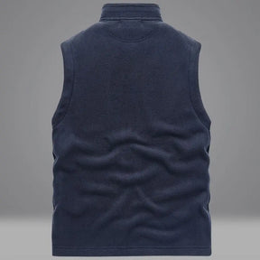 colete masculino cinza fleece aveludado com bolsos e zíper frontal estilo casual confortável para inverno