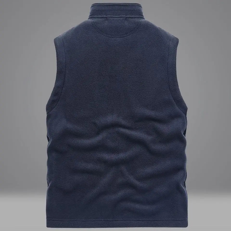 colete masculino cinza fleece aveludado com bolsos e zíper frontal estilo casual confortável para inverno