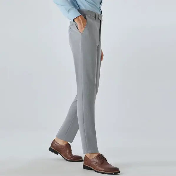 Calça Social Masculina Slim Reta em Tecido Premium que Não Amassa