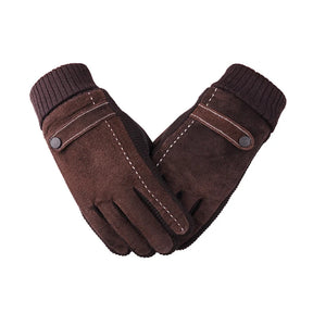 Luva masculina preta em couro legítimo com função touchscreen e forro térmico para inverno e uso diário.