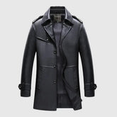sobretudo masculino preto estilo couro trench coat elegante inverno