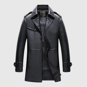 sobretudo masculino preto estilo couro trench coat elegante inverno