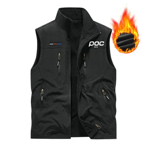 colete masculino fleece preto dupla face com múltiplos bolsos e zíper ideal para inverno e atividades ao ar livre