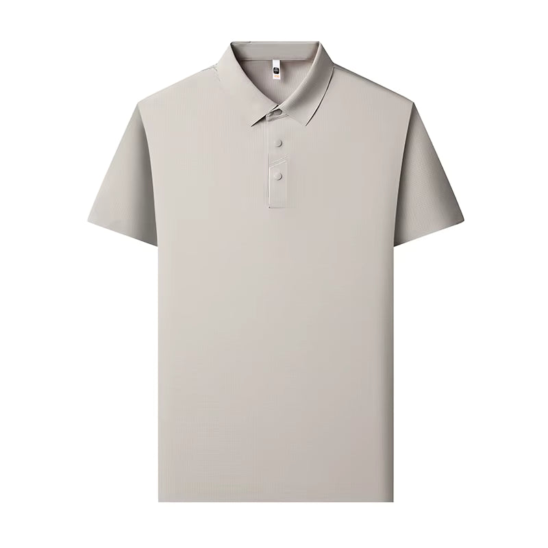 camisa polo masculina com tecido tecnológico respirável e proteção uv exibindo textura do tecido em detalhe