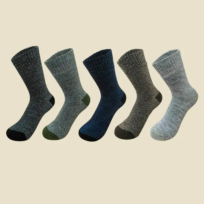Meia masculina térmica de lã cano alto para inverno kit com 3 pares cinza com interior macio e espesso.