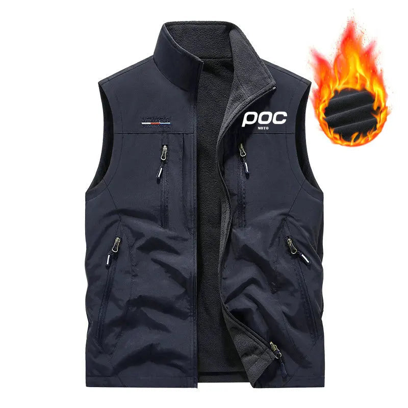 colete masculino fleece preto dupla face com múltiplos bolsos e zíper ideal para inverno e atividades ao ar livre
