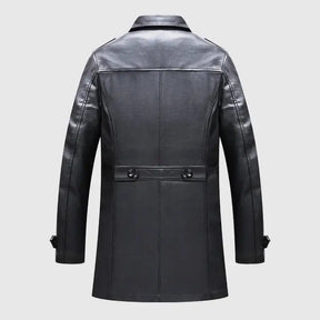 sobretudo masculino preto estilo couro trench coat elegante inverno