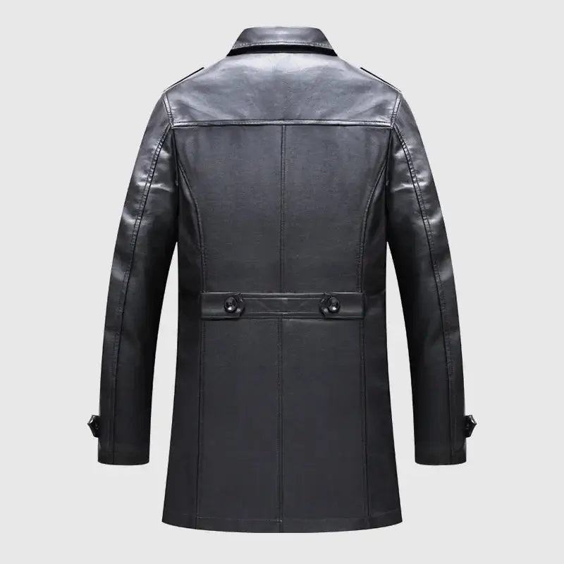 sobretudo masculino preto estilo couro trench coat elegante inverno