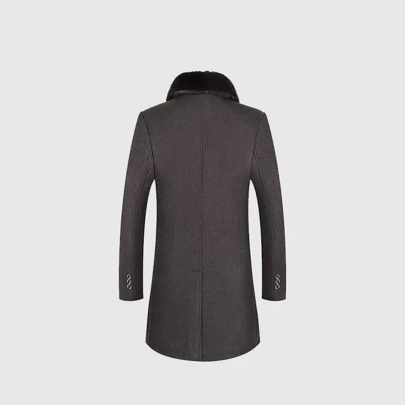 sobretudo masculino longo inverno gola fur preto elegante premium