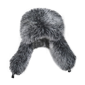 Chapéu russo masculino preto com pele sintética térmica estilo aviador para inverno e frio intenso.