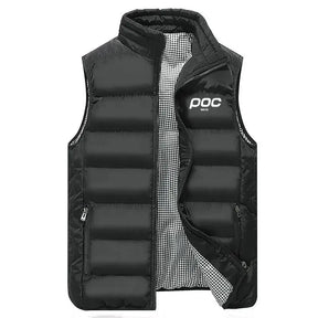 colete masculino acolchoado preto com zíper e bolsos frontais estilo casual moderno para inverno