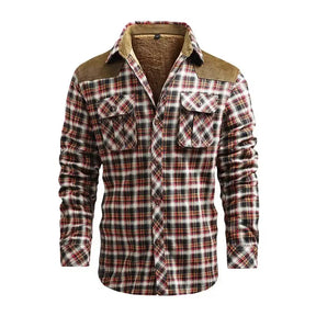 Camisa flanela masculina xadrez forrada para inverno 