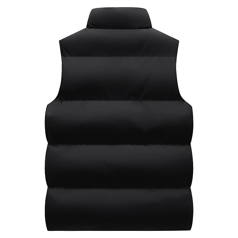 colete masculino puffer com zíper e bolsos frontais estilo minimalista para inverno