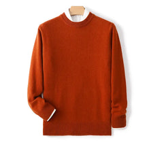 Suéter masculino em lã e cashmere com gola careca e textura elegante para inverno