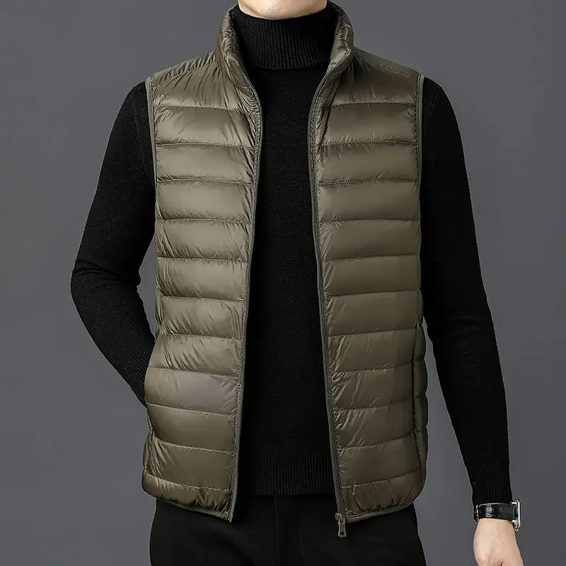 colete masculino puffer leve com design minimalista e gola alta ideal para meia estação e looks elegantes
