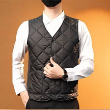 colete masculino térmico preto com botões estilo social acolchoado ideal para inverno e uso elegante