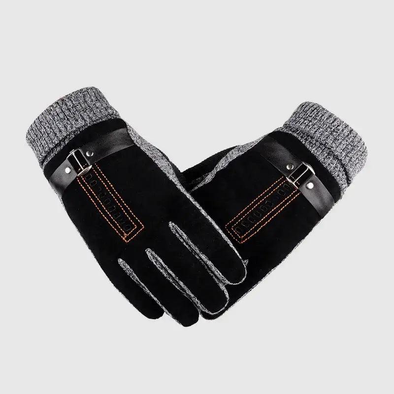 Luva térmica masculina com acabamento premium, detalhe em tricô no punho e forro quente para inverno.