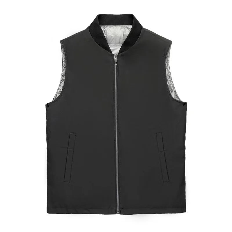 Sobretudo masculino preto com forro interno removível acolchoado em pluma, modelo longo elegante para inverno.