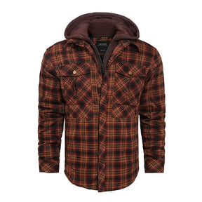 Jaqueta flanela masculina xadrez com capuz removível inverno