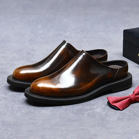 Sapato Masculino Loafer Mule Em Couro Polido Premium